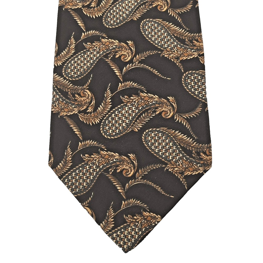 Metropolitan Museum of Art 100% Silk Necktie ITALY Designer Black Paisley EUC